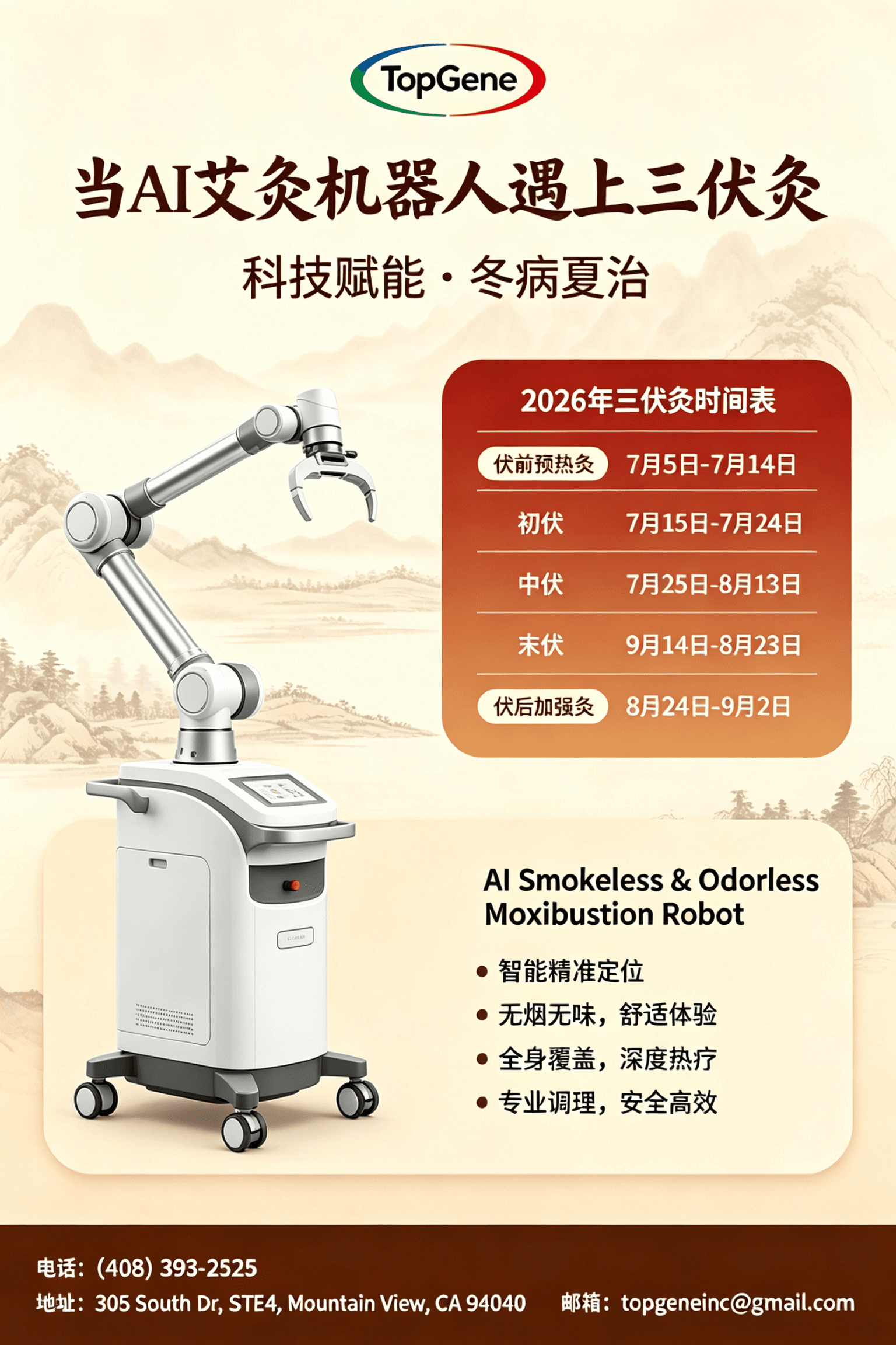 AI Smokeless Moxibustion Robot for San Fu treatment